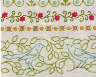 Heather Bailey Embroidery Pattern - Re-usable Iron On Embroidery Pattern - Blooming Borders