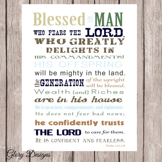 Bible Verse Father's Day Scripture art Psalm 112