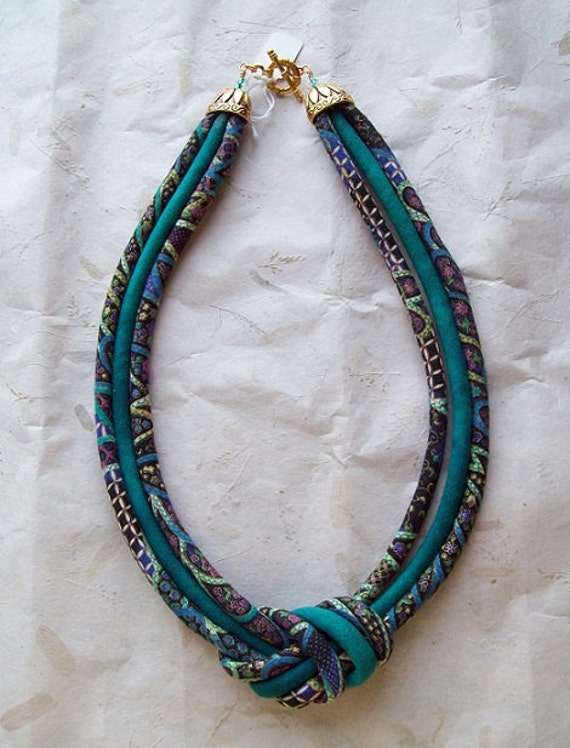 Ethnic knotted cord necklace Fiber jewelry by paintedthreads