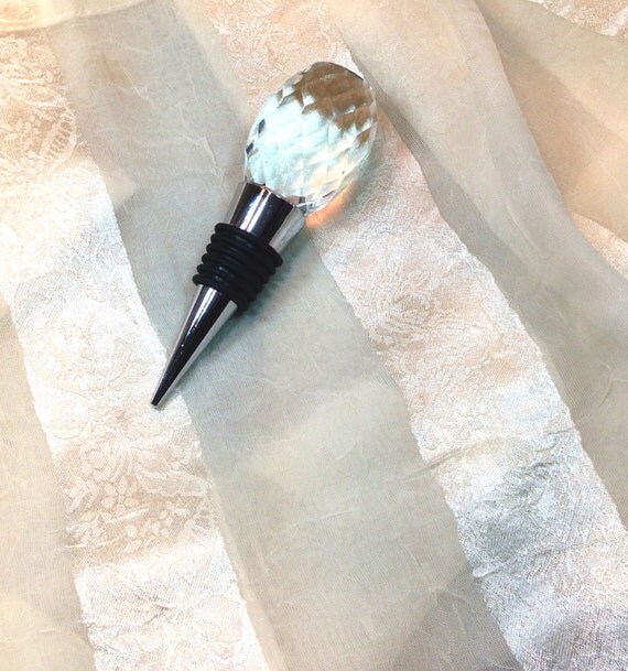 Vintage Crystal Wine Stopper Heavy Prism Bottle Stop Great