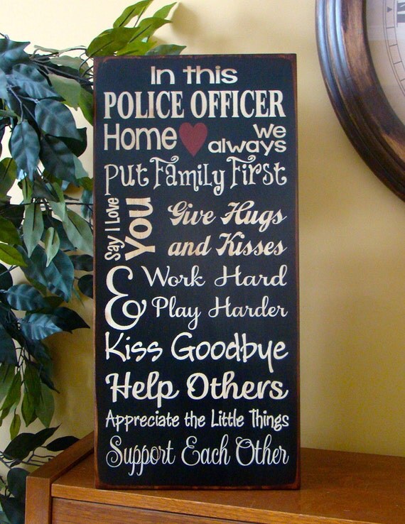 POLICE OFFICER Typography/Subway Art Primitive Wooden Sign