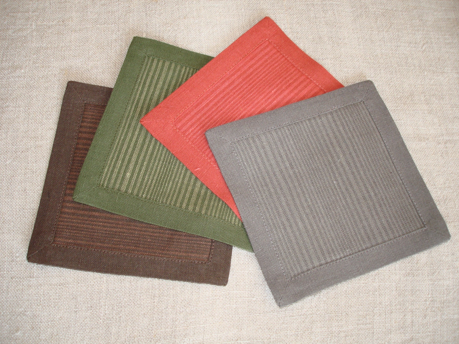 Linen Coasters 8 Linen Cloth Coaster Set party coaster