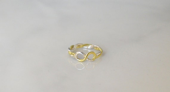 Silver and Gold Infinity Ring, White, Rose, Yellow gold Infinity Band ...