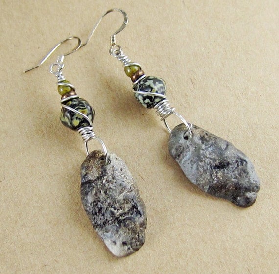 Polymer Clay Faux Stone Earrings Handmade by LindaLandigJewelry