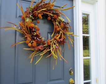 Fall Wreath, Autumn Door Wreaths, Door Wreaths for Fall, Fall Door Decor, Brown Wreath