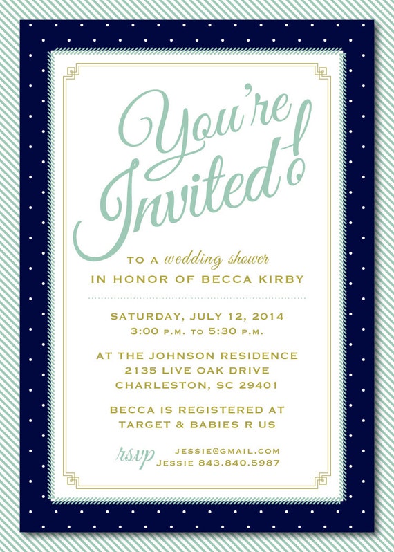 Items similar to Polka Dot & Stripes Party Invitation on Etsy