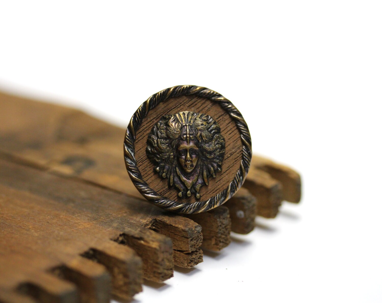 Greek Mythology Ring Antique Button Jewelry Sorceress Ring