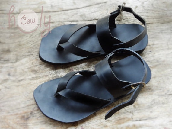 Beautiful 100% Handmade Black Leather Sandals by HolyCowproducts