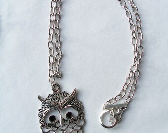 Metal owl pendant necklace - metal owl jewelry - owl pendant - metal necklace - owl necklace - metal owl