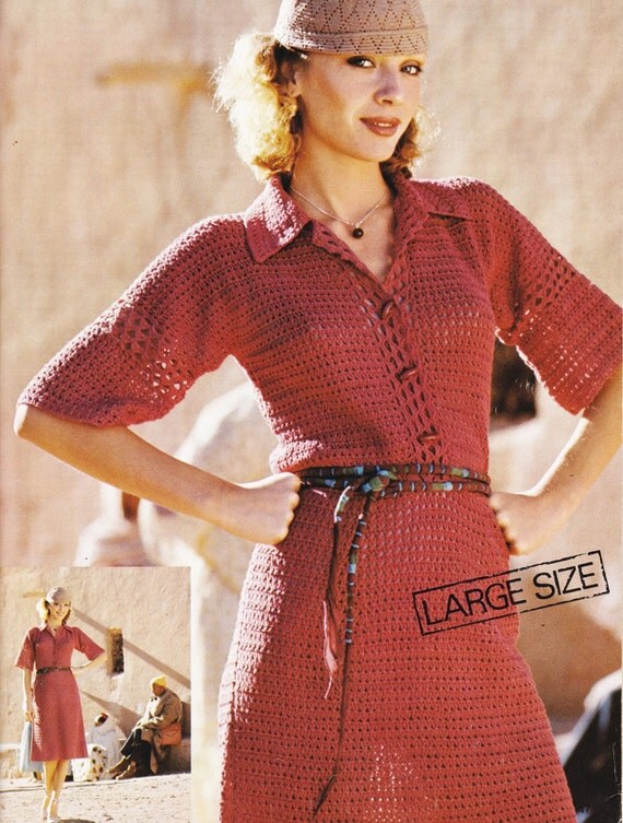 Vintage Crochet Pattern  T  Shirt  Sun Dress  Plus  Size 