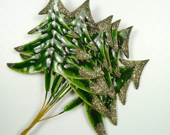 Vintage Christmas Trees Lacquered Picks Decorations Set of Six NOS from Germany