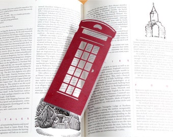 English Phonebox Silhouette papercut Bookmark