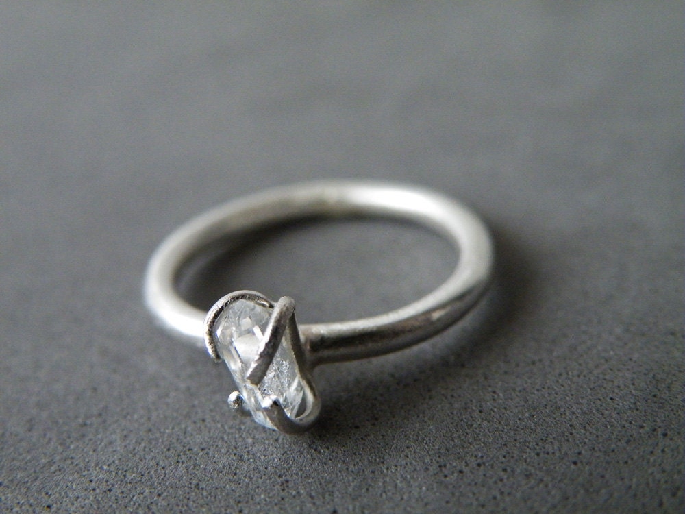 Small Herkimer Diamond Ring Sterling Silver Stacking Ring