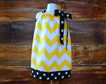 Yellow Chevron Dress - Newborn to Child 11/12 girls baby infant toddler black Colorado Buffaloes Mizzou Missouri Tigers Pittsburgh Pirates