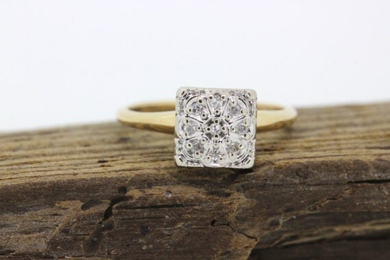 Vintage Engagement Ring Diamond Cluster by FergusonsFineJewelry