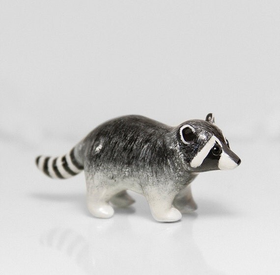 Raccoon Figurine OOAK Handmade Polymer Clay by RamalamaCreatures