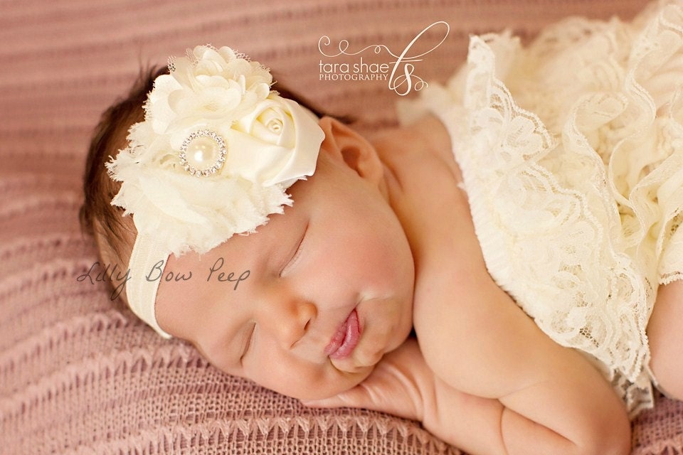Baby HeadbandBaptism HeadbandIvory HeadbandCream