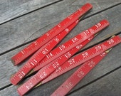Vintage Dunlap Folding Ruler Red and Rad Plastic Mid Century , Industrial Craftsman, Rustic Home Decor, Antique Measuring