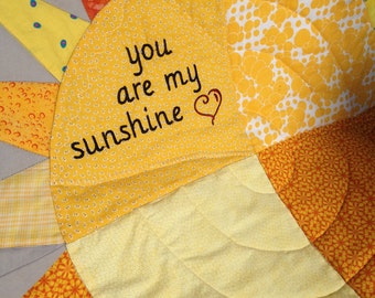 Personalized "You Are My Sunshine Baby Quilt"- Made to order. Embroidered. Quilted. #CBQ 102