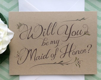 Will You Be My Maid of Honor Card - Will You Be My Maid of Honor? -Bridesmaid Card - Matron of Honor Card - Rustic Wedding Party Card