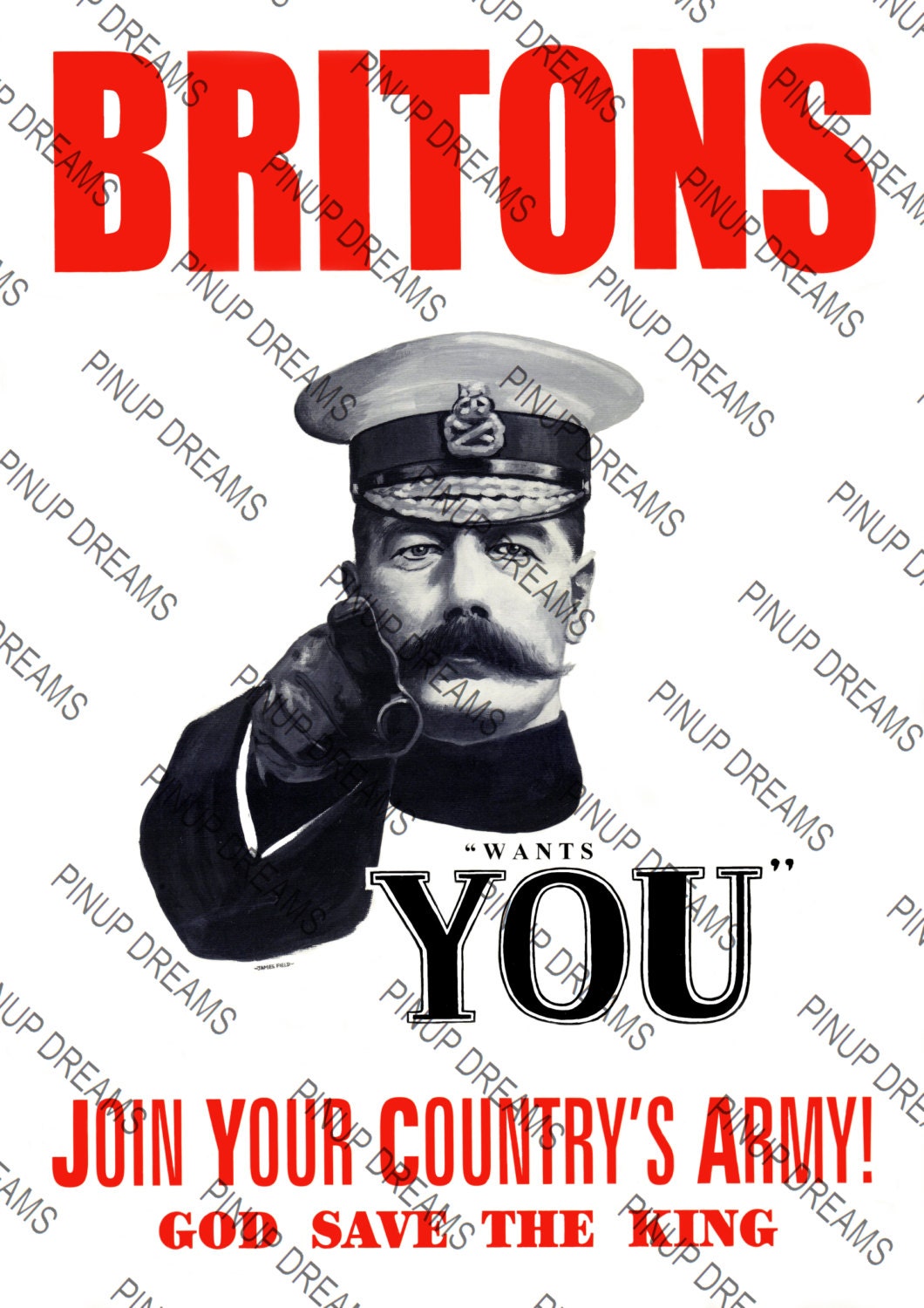 Vintage Wartime WW One Poster Art re-print Britons wants