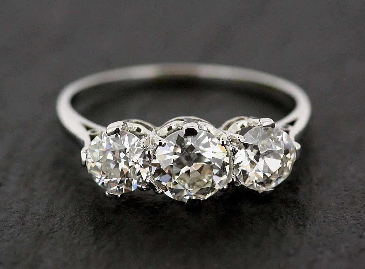 Antique Engagement Ring Three Stone Diamond & by AlistirWoodTait