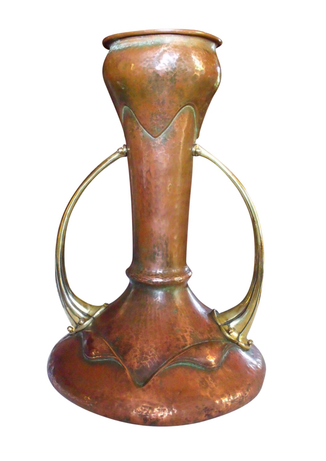 Circa 1900 Large Art Nouveau Jugendstil Copper Brass Vase