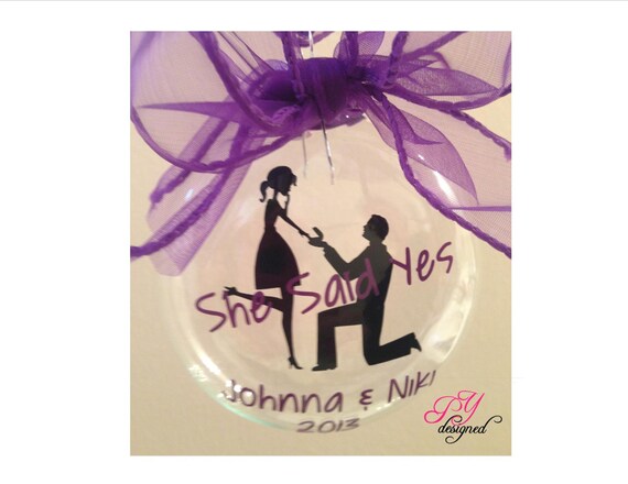 engagement christmas ornament she said yes engagement christmas ornament she said yes