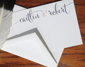 Wedding Thank You Notes, Calligraphy Flat thank you notes wedding, handmade wedding stationery, bride and groom wedding thank you cards