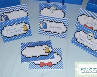 Doctor Who Party Tardis Dalek Cyberman inspired Printable Table Tents / Food Labels / Birthday Party FILE to PRINT DIY