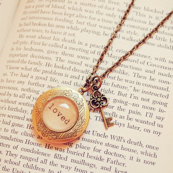 Items similar to Antique Bronze Loved Locket with Key on Etsy