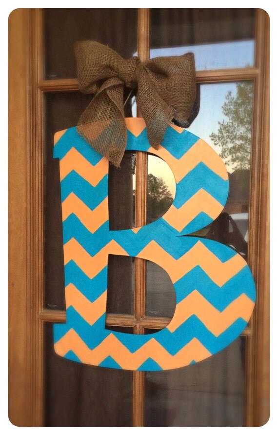 Items similar to LARGE Hand painted initial door hanger on Etsy