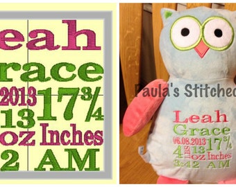 Custom Birth Announcements for Machine Embroidery