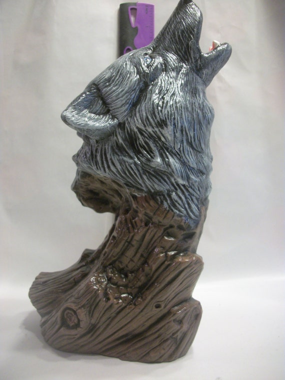 ceramic wolf statue