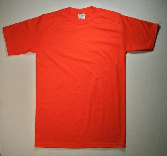 80s Blank T Shirt XS/S Plain Orange tee Jerzees Russell