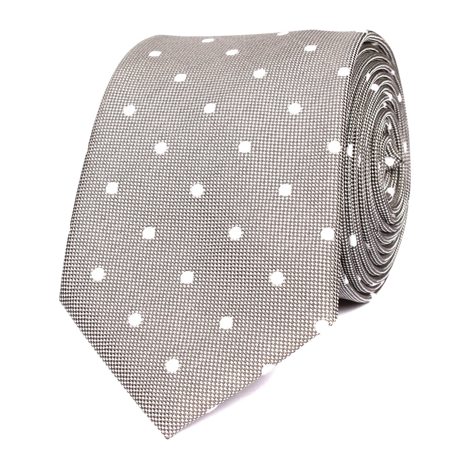 Mens Skinny Tie 6CM Grey White Polka Dots X240-ST6 Ties Thin