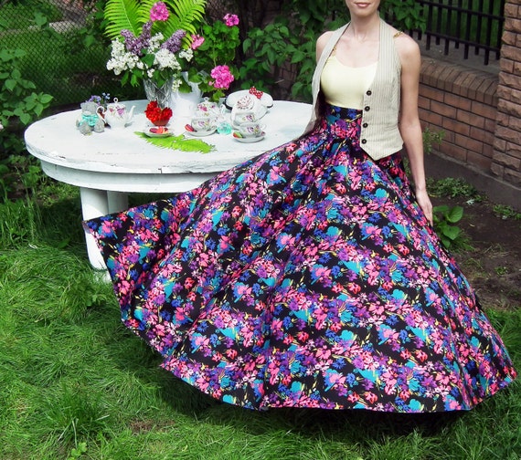 Maxi Skirt Circle skirt  Full Cotton Skirt Floral от FatBerry