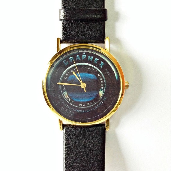 Items similar to Vintage Camera Lens Watch, Vintage Style Leather Watch