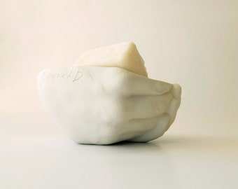 Ceramic hand,porcelain soap dish,soap holder,vanity decor,white bowl,bathroom accessories,pottery vase,gift for her,valentines day gift idea