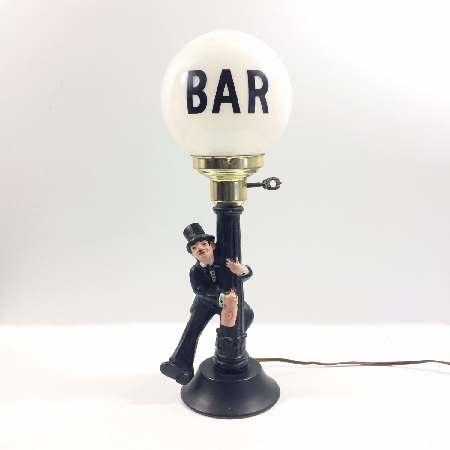 Vintage Bar Lamp Post Drunk with Charlie Chaplin