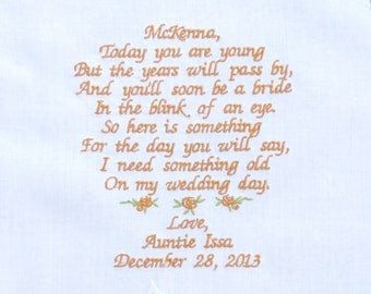 Flower Girl Gift Embroidered Wedding Hankerchief Wedding Gift by White Dove Weddings