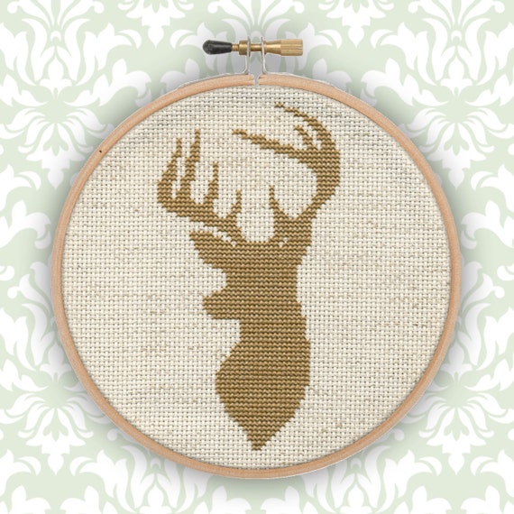 Stag Silhouette Cross Stitch Pattern