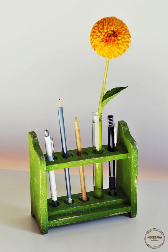 Pencil Holder With Flower Vase Upcycled by MedreanaDesign on Etsy