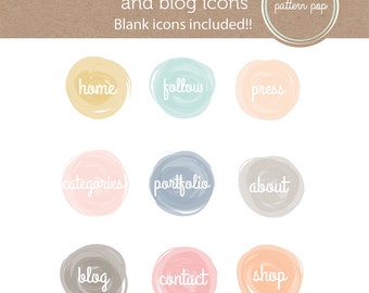 Watercolor Website and Blog Icons - social media icons - blog buttons