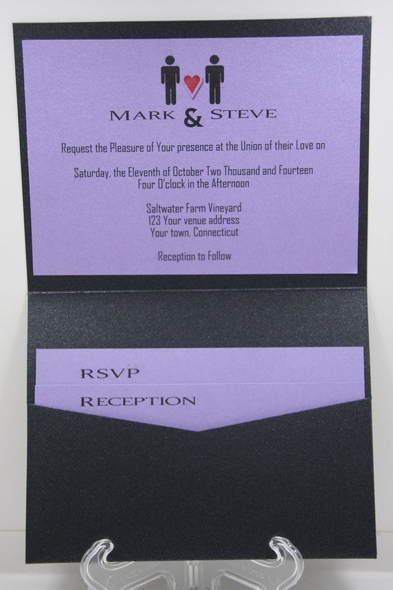 Same Sex Wedding Marriage Pocket Invitation With Inserts