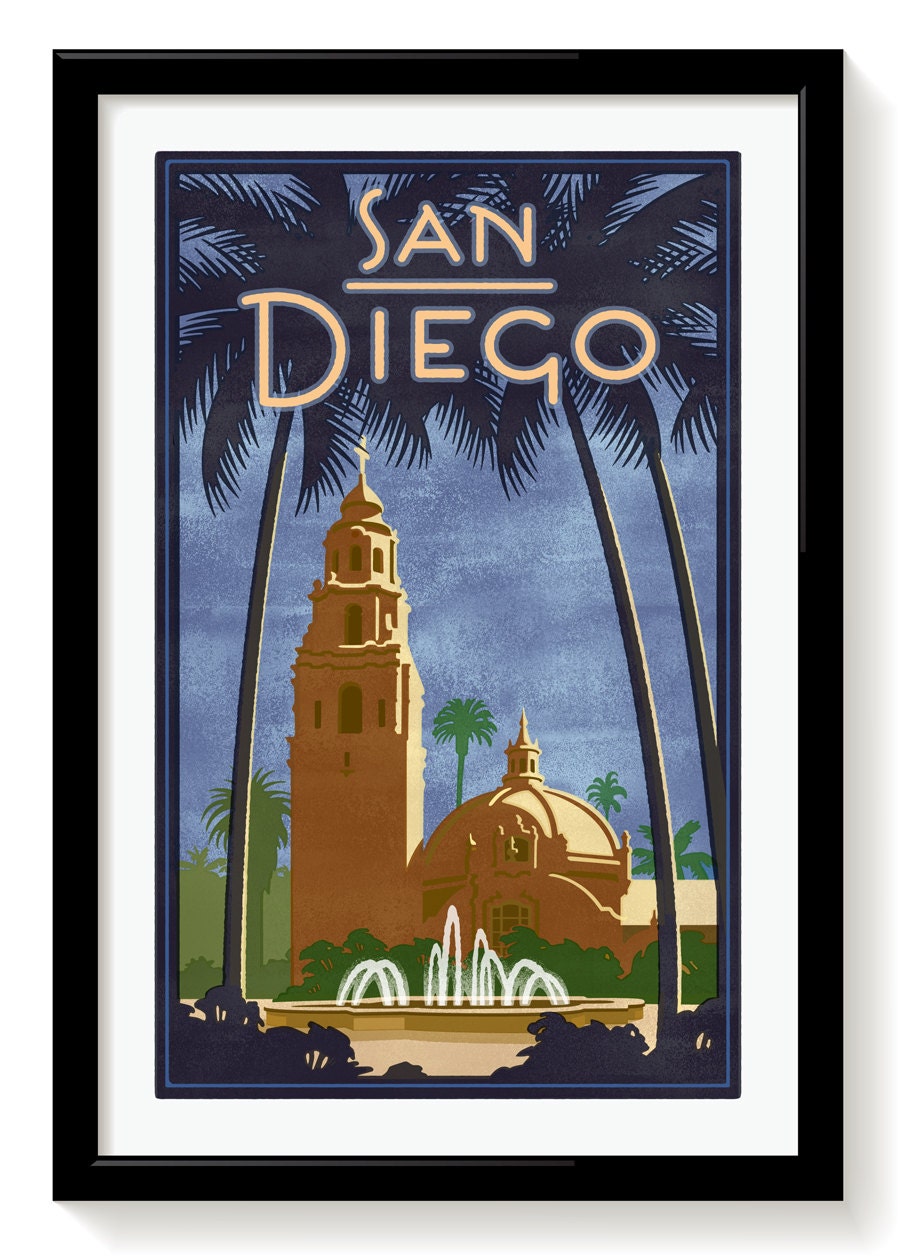 San Diego poster print Balboa Park unframed and framed