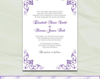 Royal Blue and Silver Wedding Invitation by WeddingPrintablesDiy