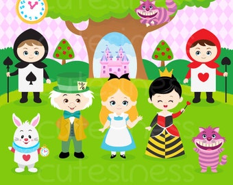 Alice Wonderland Digital Clipart, Alice in Wonderland Clipart