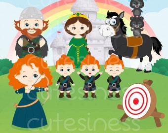 Princess Digital Clipart, Princess Clipart, Brave Clipart, Merida Clipart