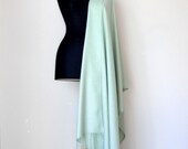 Light Spring Green Shawl, Solid Color Pale Green Pashmina, Cashmere Silk Scarf, Elegant Wrap, Bridesmaid Gift, Wedding Shawl, Flower Brooch